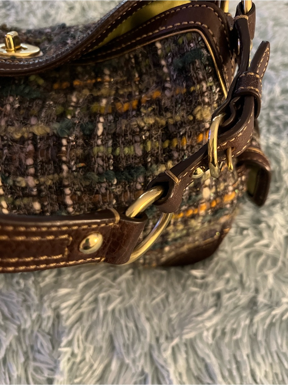 Coach Chelsea Boucle Tweed, Leather & Suede Pocket Satchel RARE STUNNING EUC - Picture 5 of 14